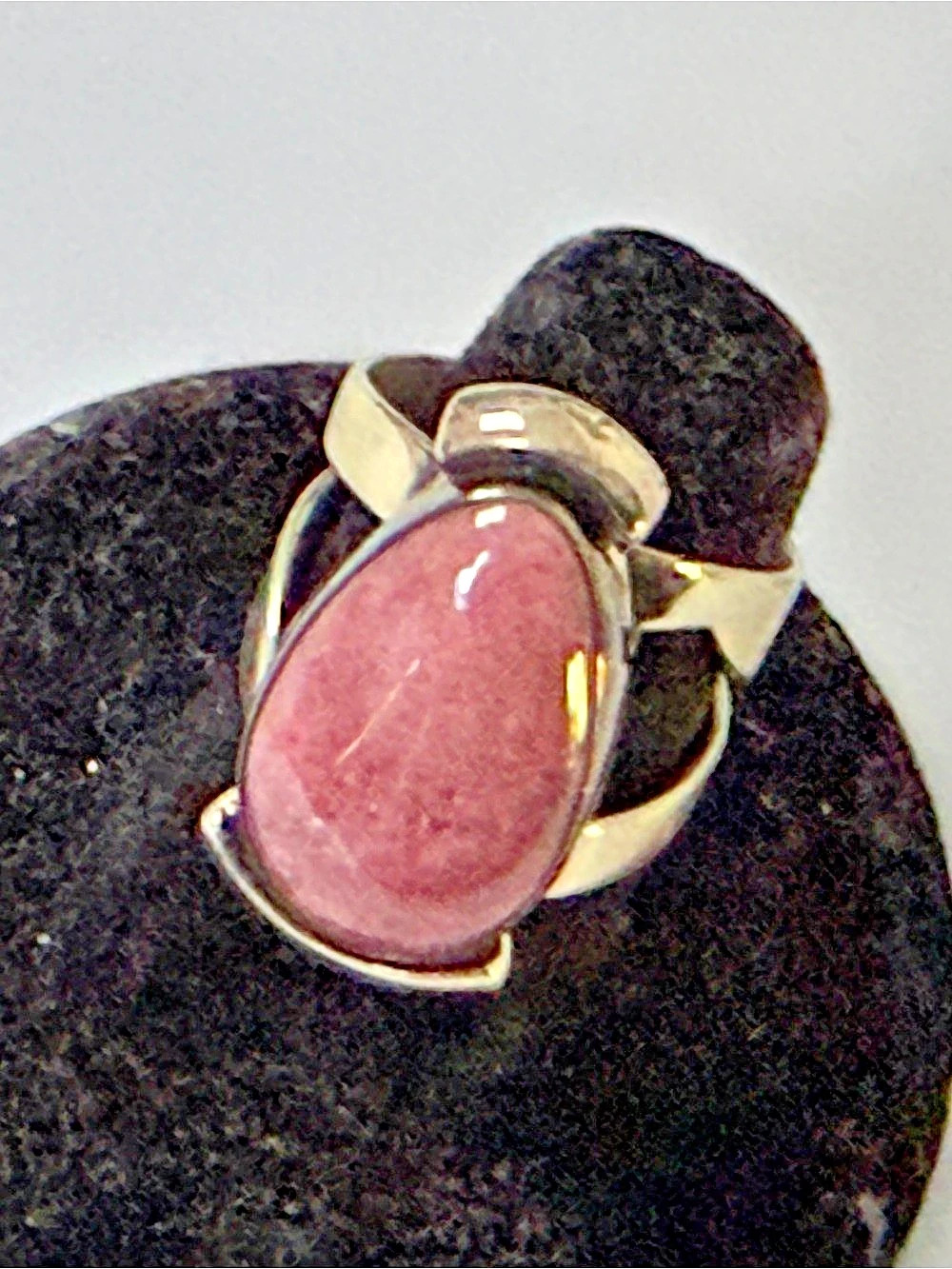 Sterling Silver Rhodonite Pink Stone Ring